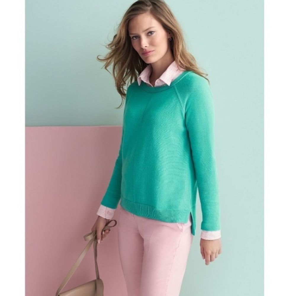 Pure Collection 100% cashmere Women's Teal Crew Neck Sweater